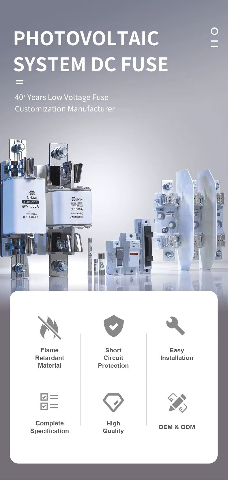 1000VDC gPV 160A Fuse core